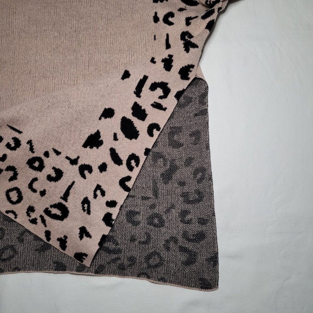 Leopard Print Pullover Sweater Mock Neck Womens Small Boho Animal Print - Picture 5 of 9